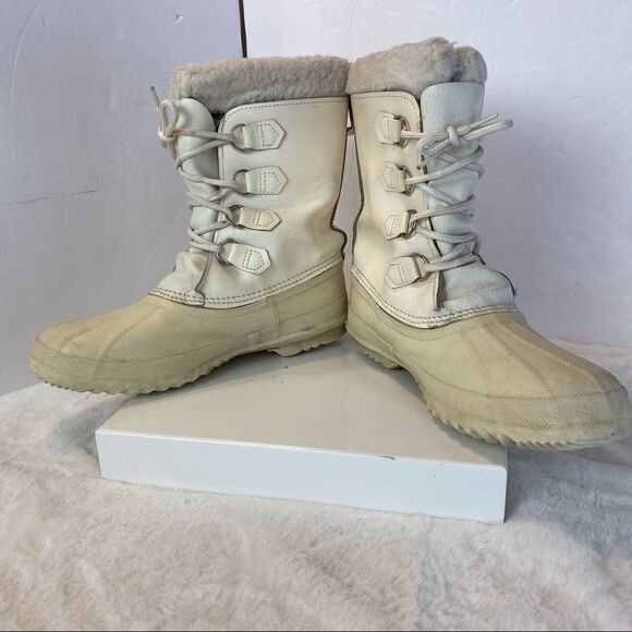 Sorel Manitou Made in Canada Vintage Caribou Winter White Boots Size 9 - Picture 3 of 15